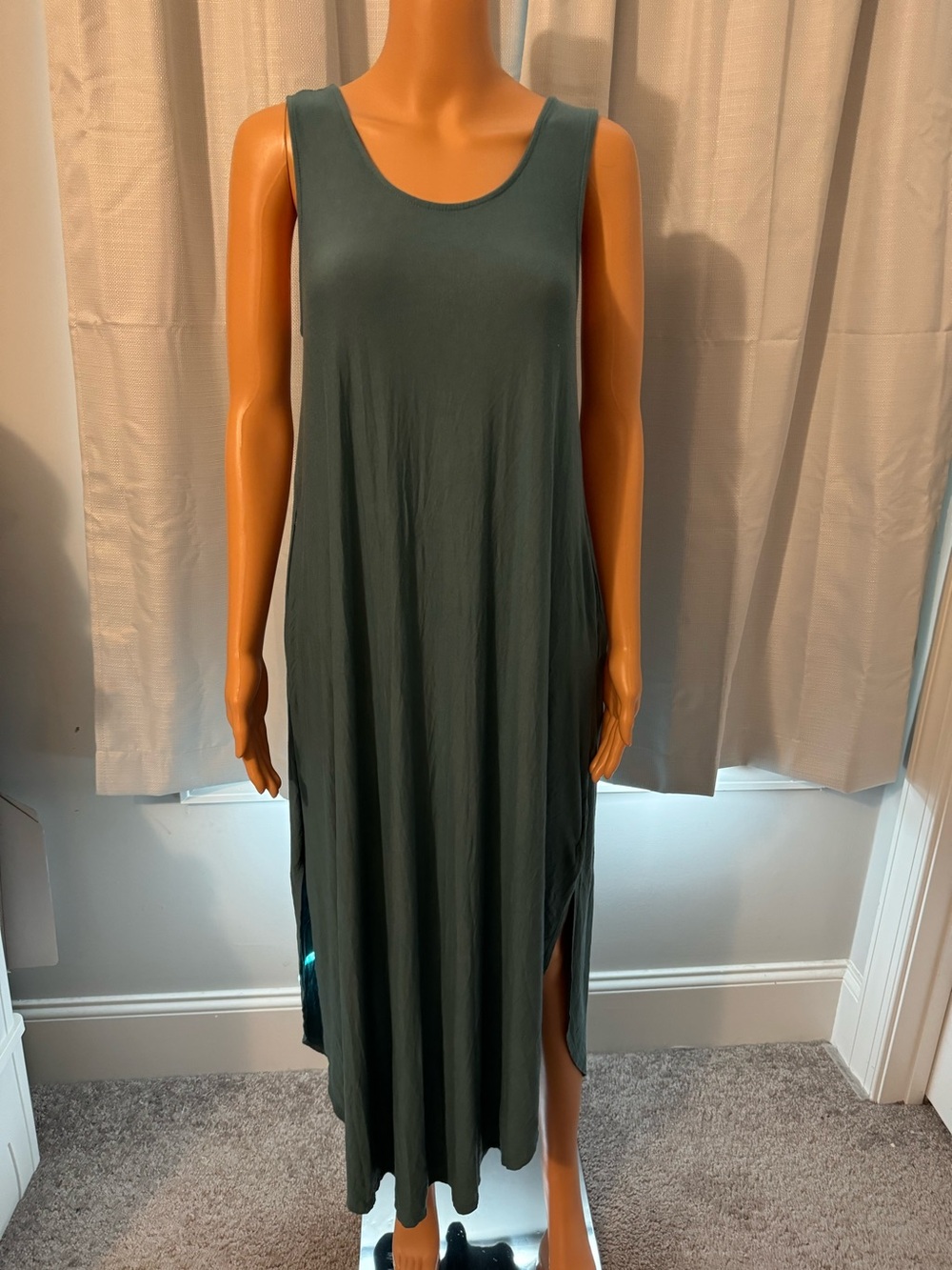 Great Final Touch size M teal blue sleeveless midi dress pockets stretch